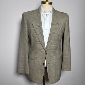 Mani Giorgio Armani Blazer Mens 38R Brown Glen Plaid Wool Blend Sport Coat Italy